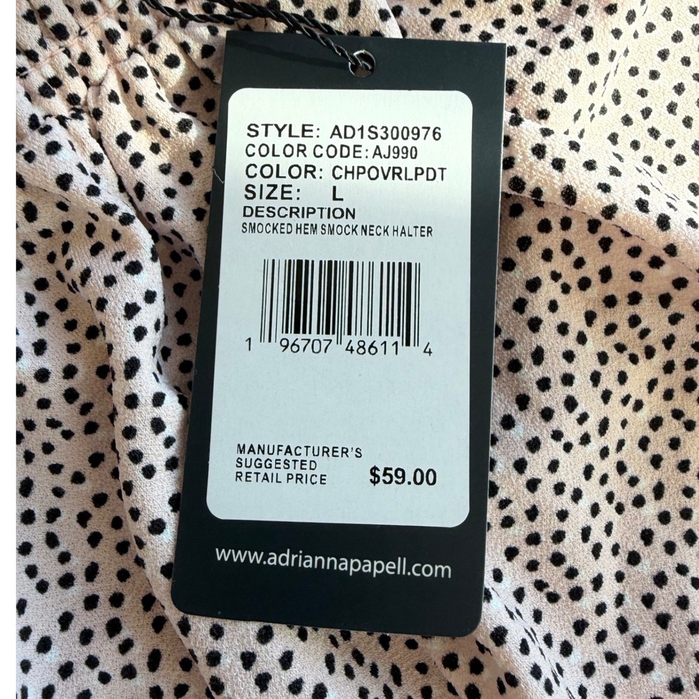 Adrianna Papell Womens Smocked Halter Top Polka Dot Blouse Pink AD1S300976 L - Picture 3 of 8